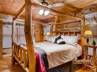 King bed in this one bedroom cabin near Gatlinburg and Pigeon Forge
